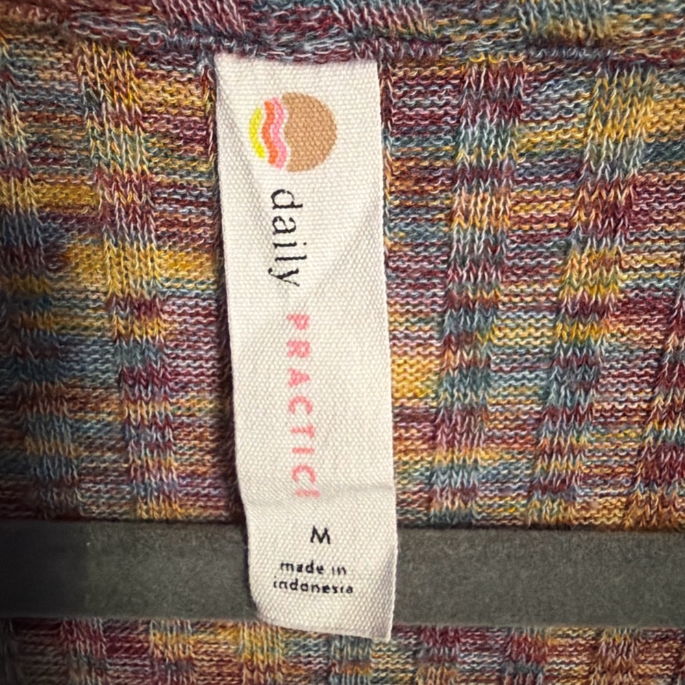 Anthro Daily Practice Cozy Marled Rainbow Stretchy Long Duster Cardigan~Size M - Picture 11 of 11